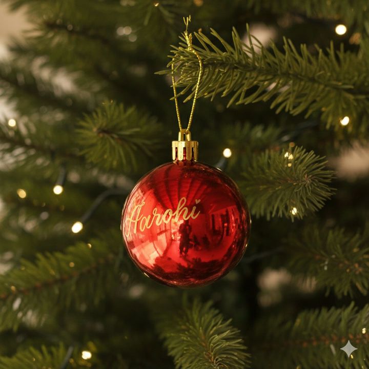 Personalized Red Bauble Christmas Ornament