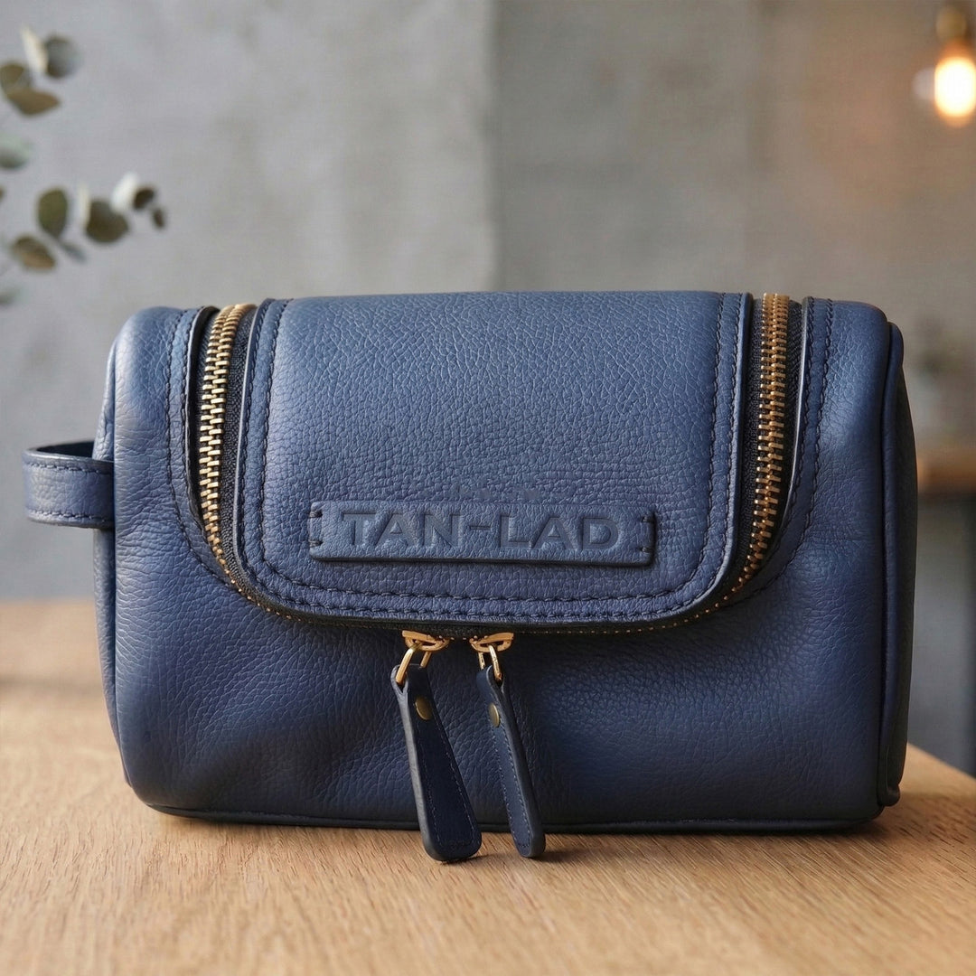 Personalized Blue Jill Leather Travel Kit