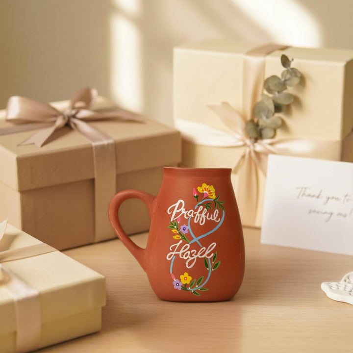 Love Till Infinity Personalized Handmade Couple Terracotta Mug | 350 ml