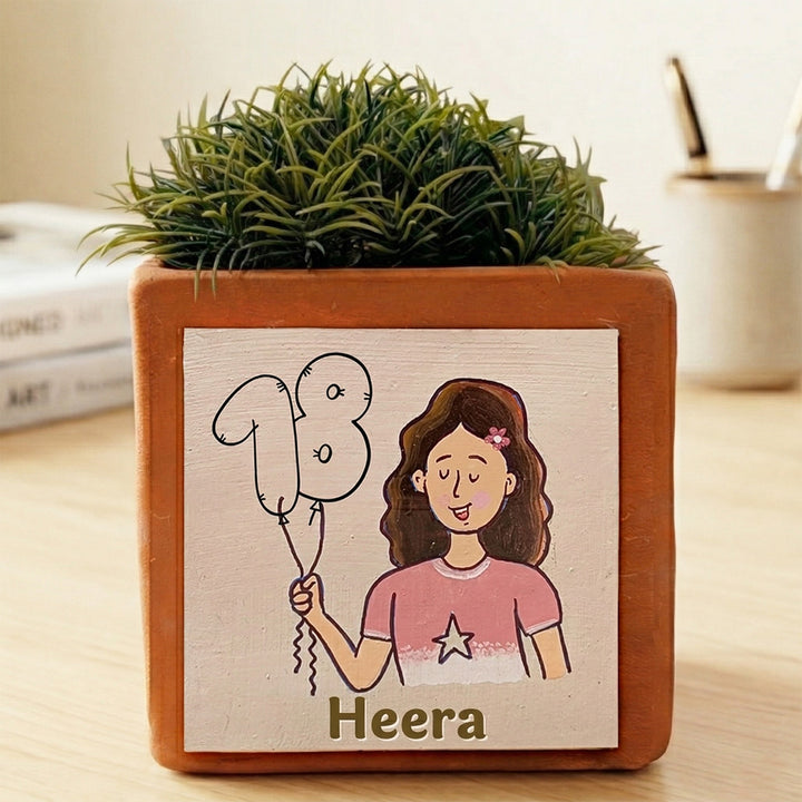 Birthday Balloon Personalized Handpainted Terracottta Planter