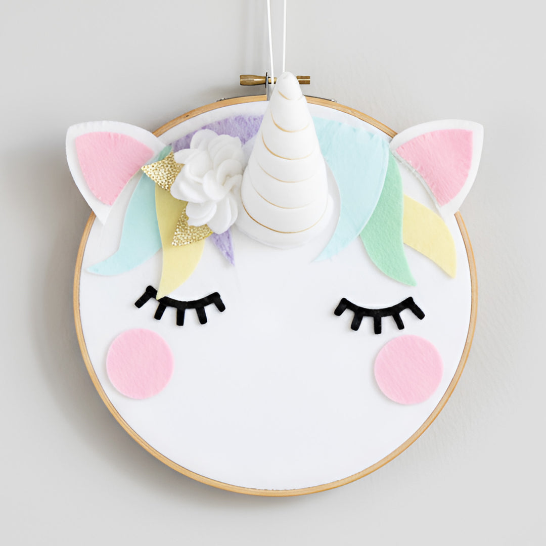 Handmade Unicorn Theme Felt Wall Hoop