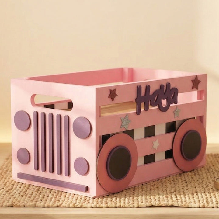 Pink Bus Personalized Handmade Book Box