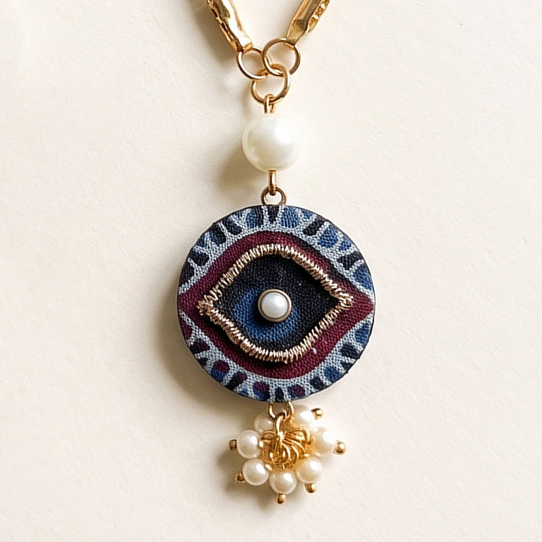 Drishti Evil Eye Ajrakh Block Print Lumba Rakhi With Roli Chawal For Bhabhi