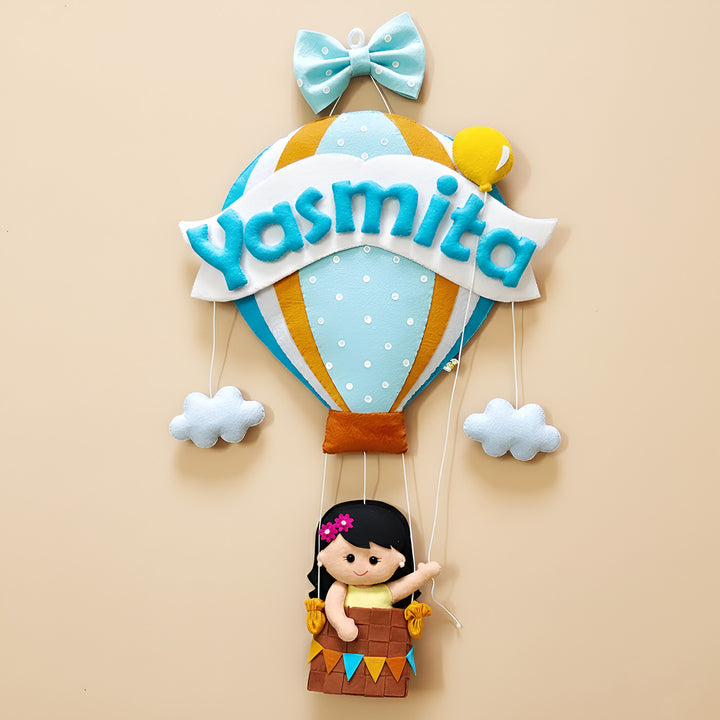 Hand-stitched Hot Air Balloon Felt Nameplate