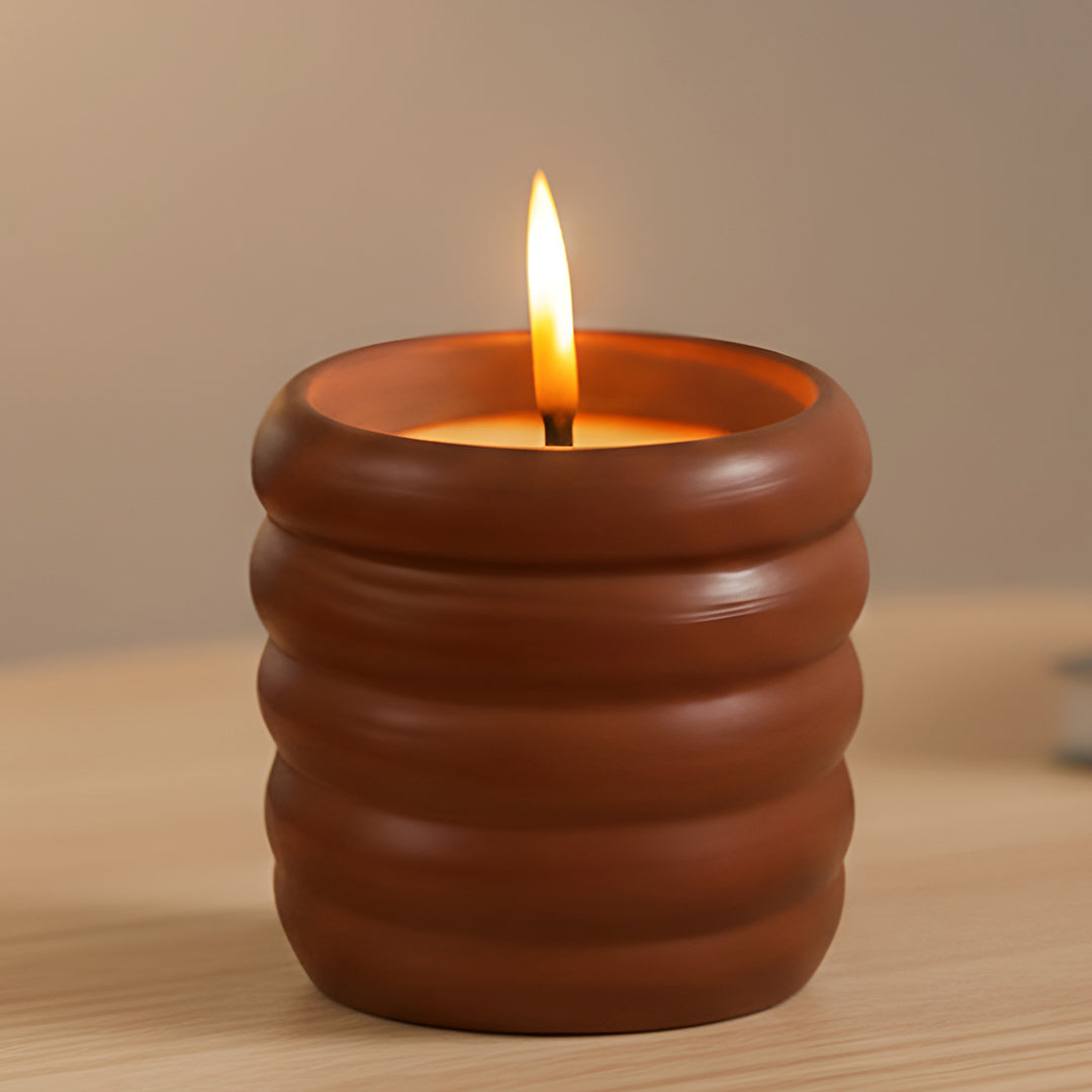 Ring Shaped Terracotta Candle Holder With Candle