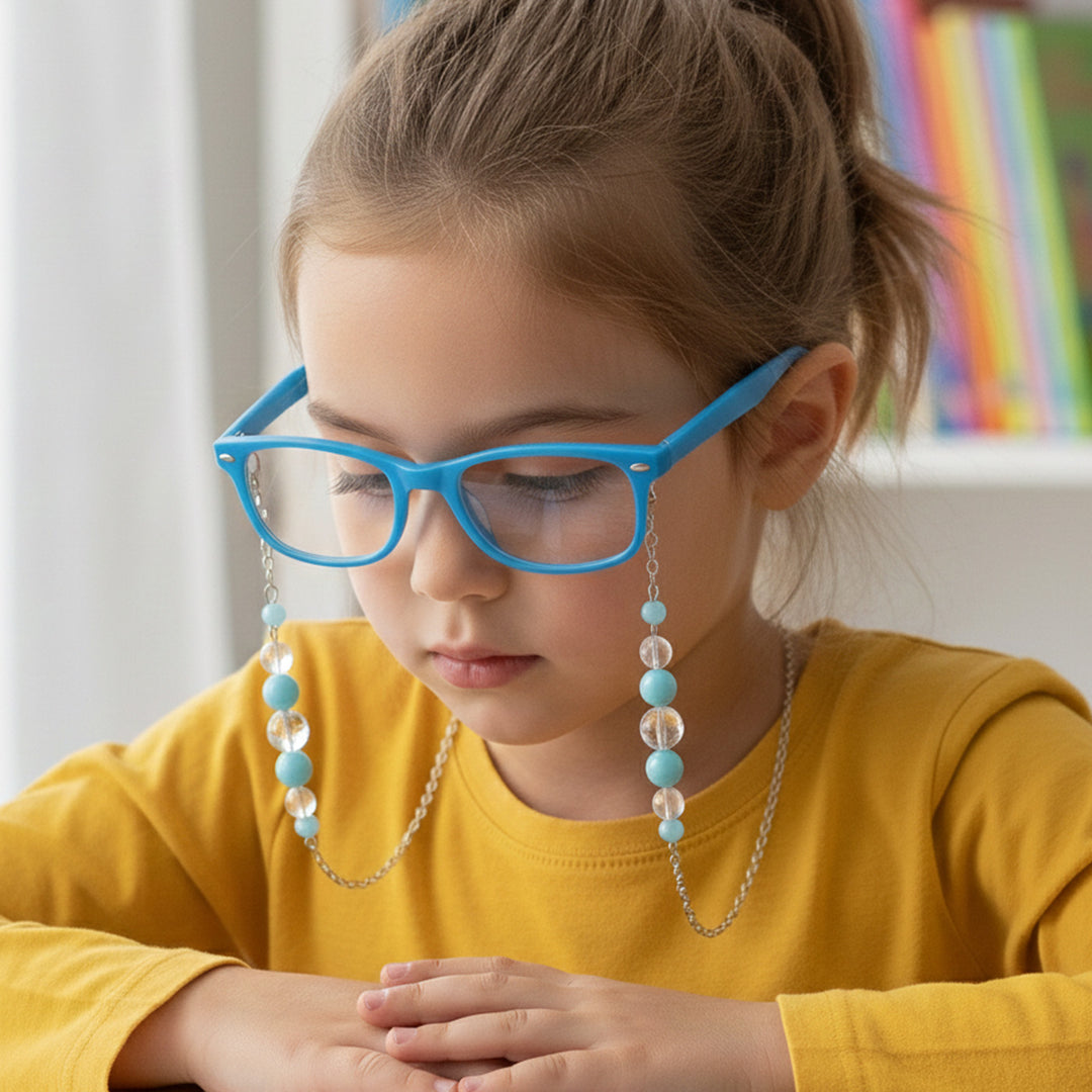Handmade Beaded Sky Blue Spectacle/Eye Glass Chain For Kids