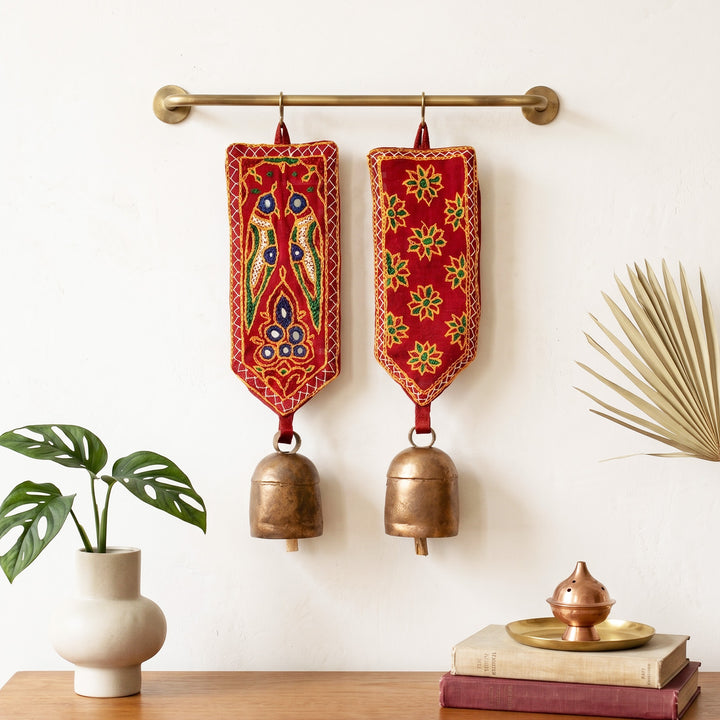 2 Pc | Handcrafted Kutch Embroidery Bell Hangings
