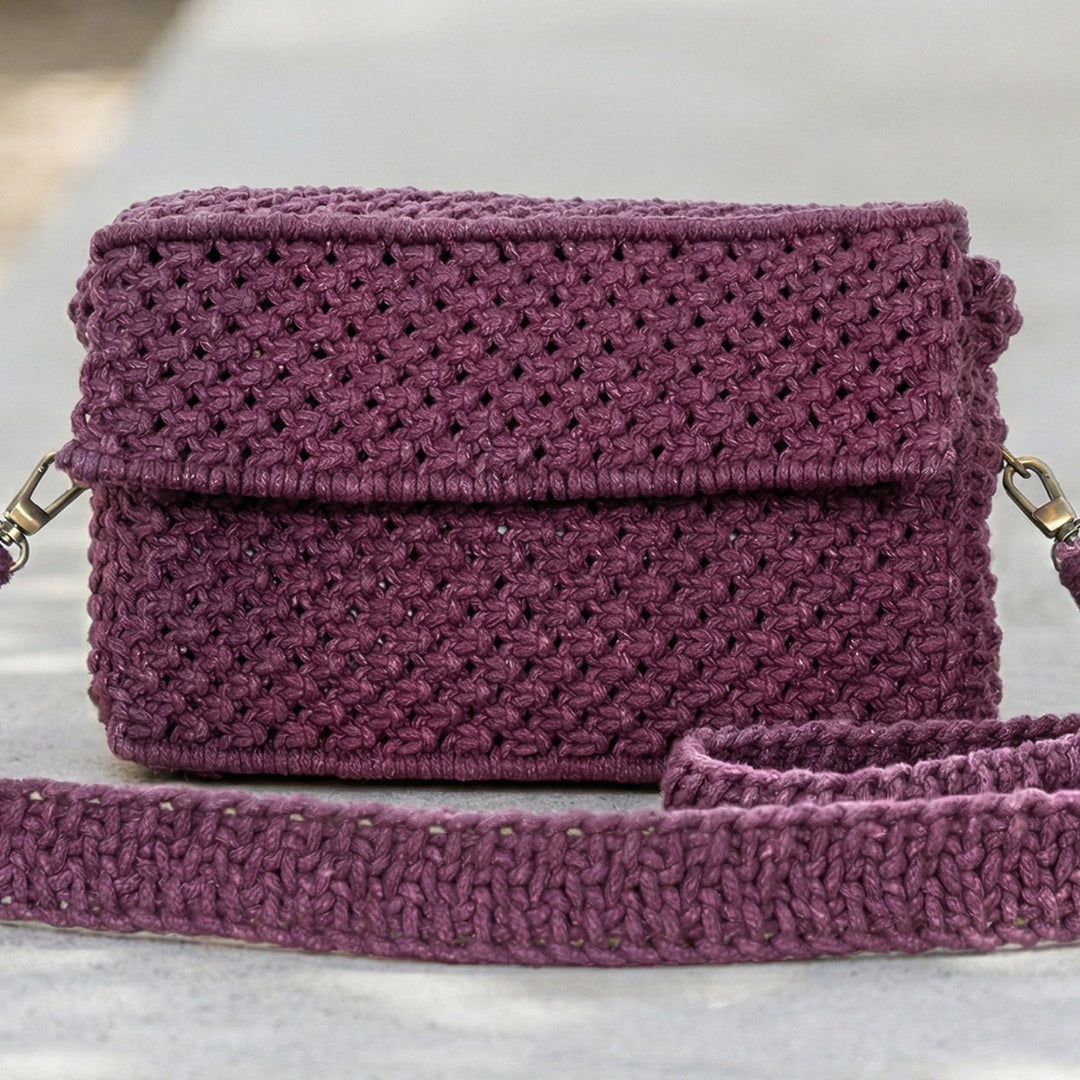 Hand-Knotted Macrame A Boxy Affair Sling Bag