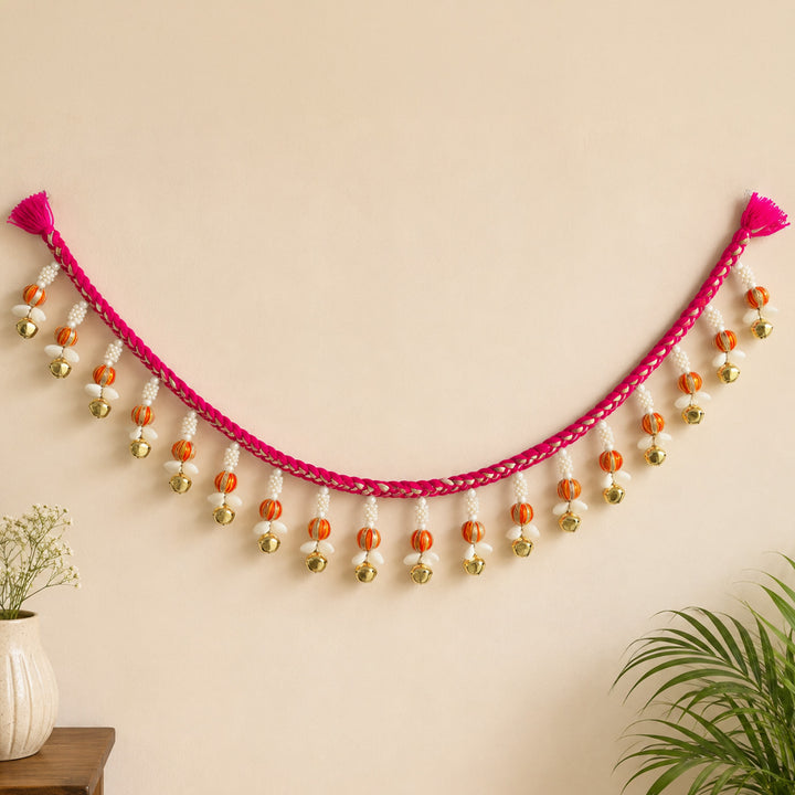 39 In | Handmade Mouli Thread & Wool Toran With Ghunghroo Bell Tassels For Festive Decor