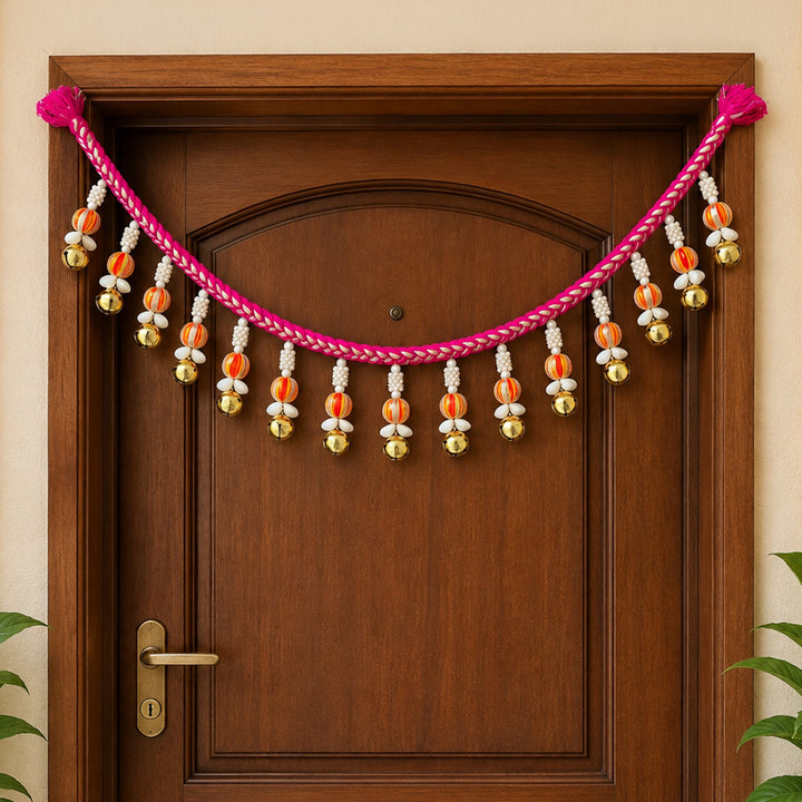 39 In | Handmade Mouli Thread & Wool Toran With Ghunghroo Bell Tassels For Festive Decor