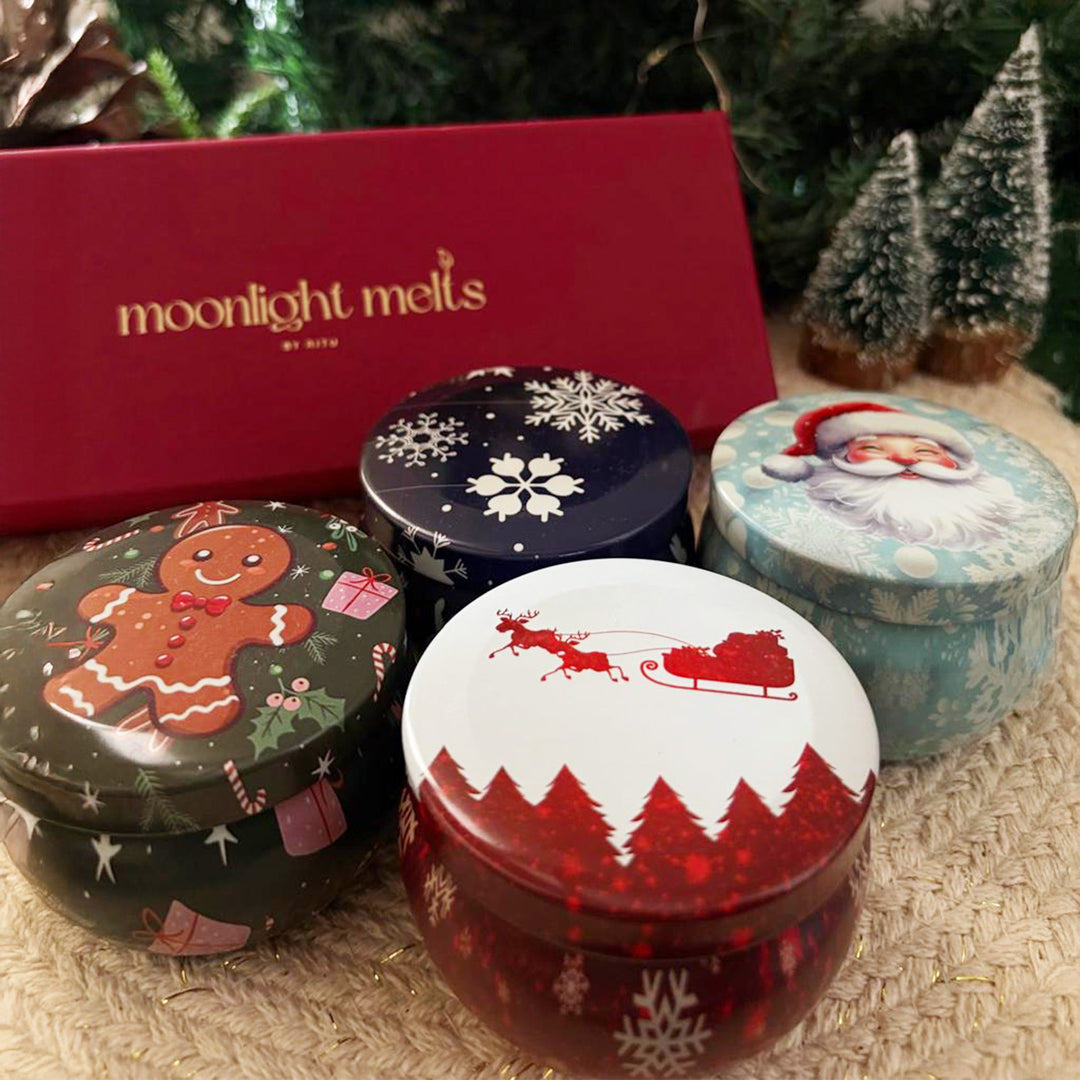 3 Pc | Assorted Handmade Christmas Theme Soy Wax Tin Candles