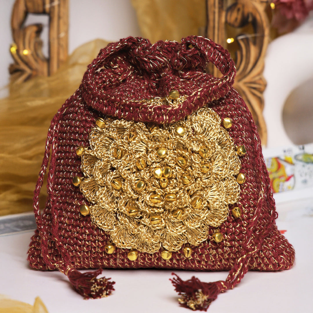 Handmade Crochet Royal Radiance Ghungroo Potli