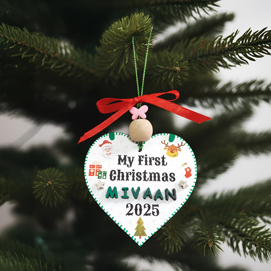 Personalized White My First Christmas MDF Wood Ornament For Tree Decoration