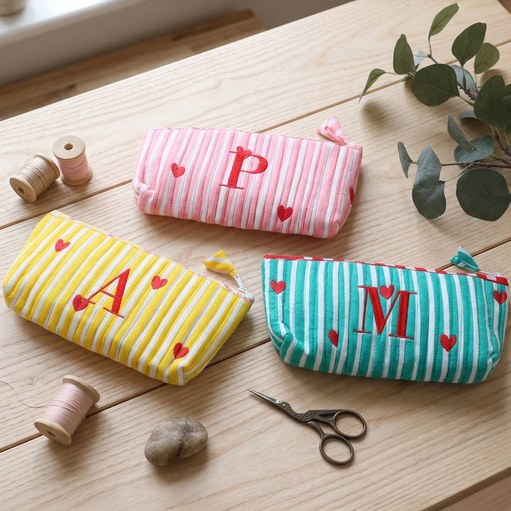 Personalized Heart Theme Monogram Utility Pouch