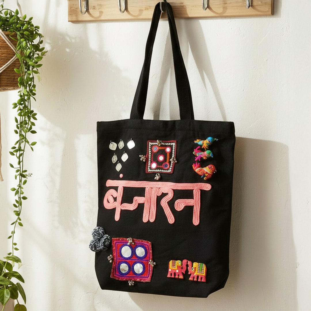 Hand-Embroidered Dori Work Banjaran Tote Bag