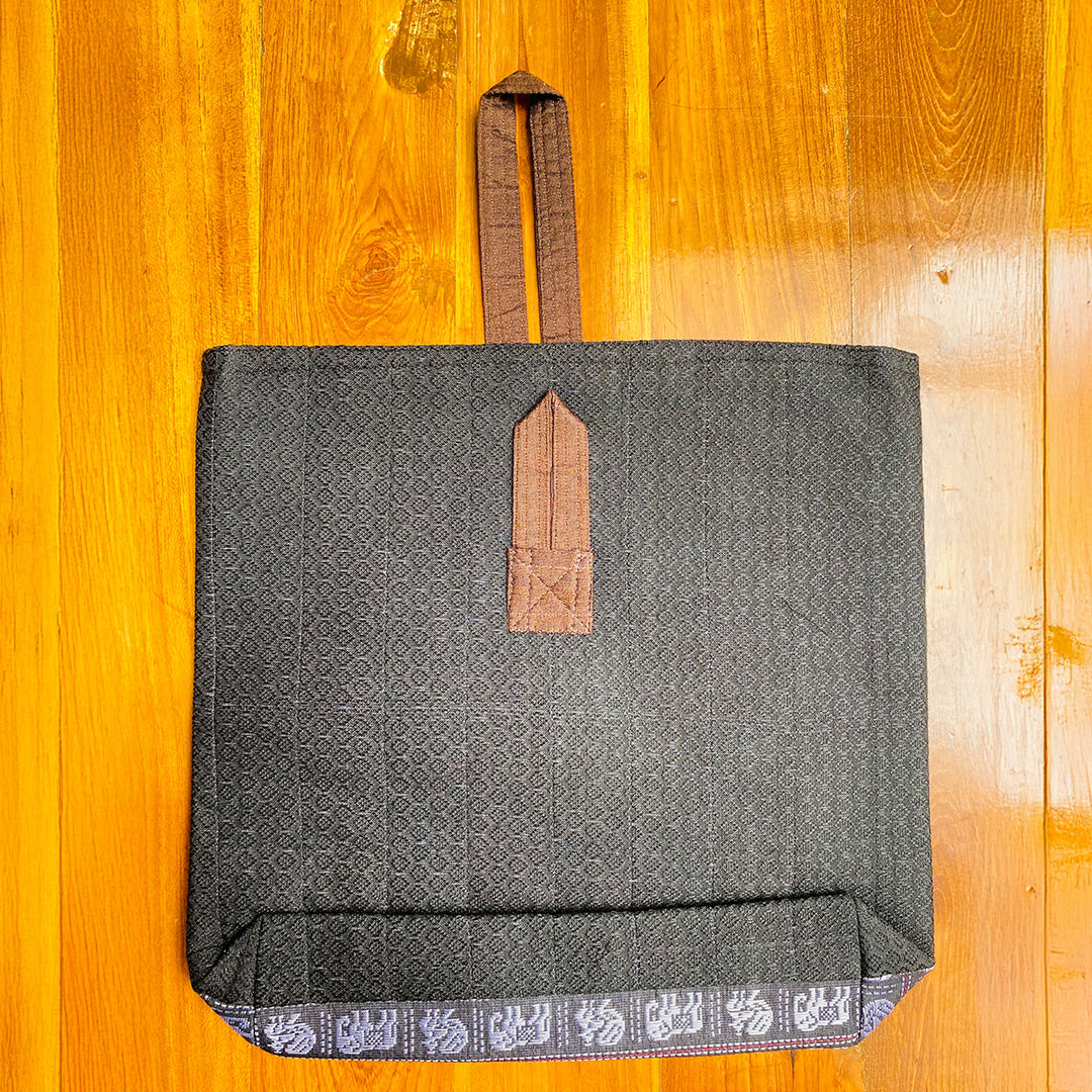 Handmade Black Elephant & Peacock Motif Khunn Fabric Cotton Wrist Purse