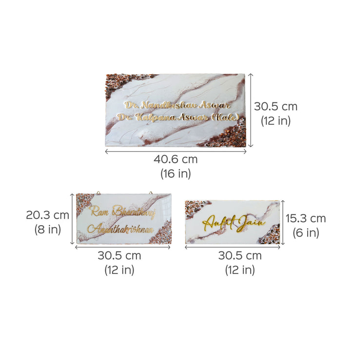 Handcrafted Mdf Resin Personalized Name Plate 1 - Dimension Chart with Multiple Sizes