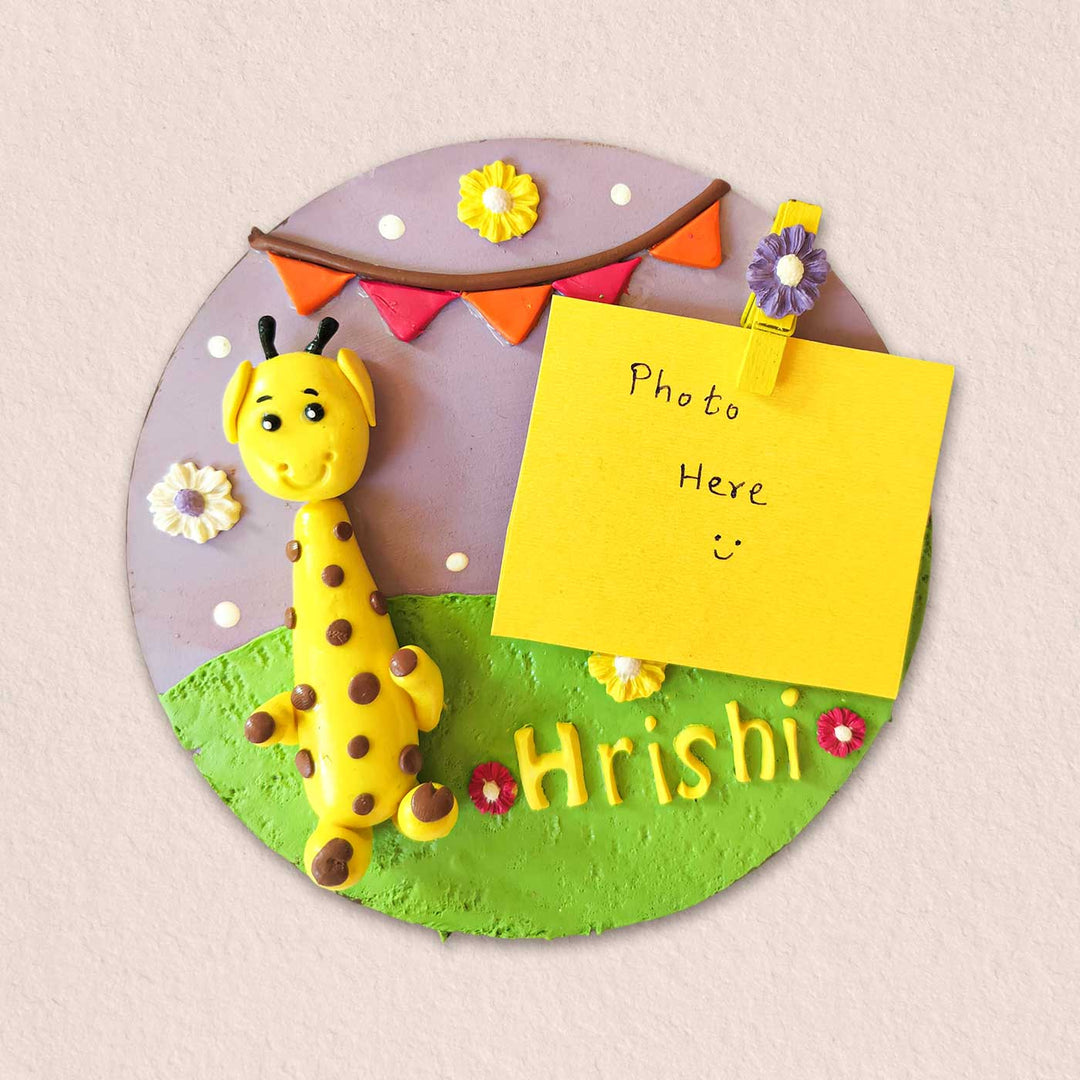 Photo Personalized 3D Giraffe Theme MDF & Cold Porcelain Clay Fridge Magnet