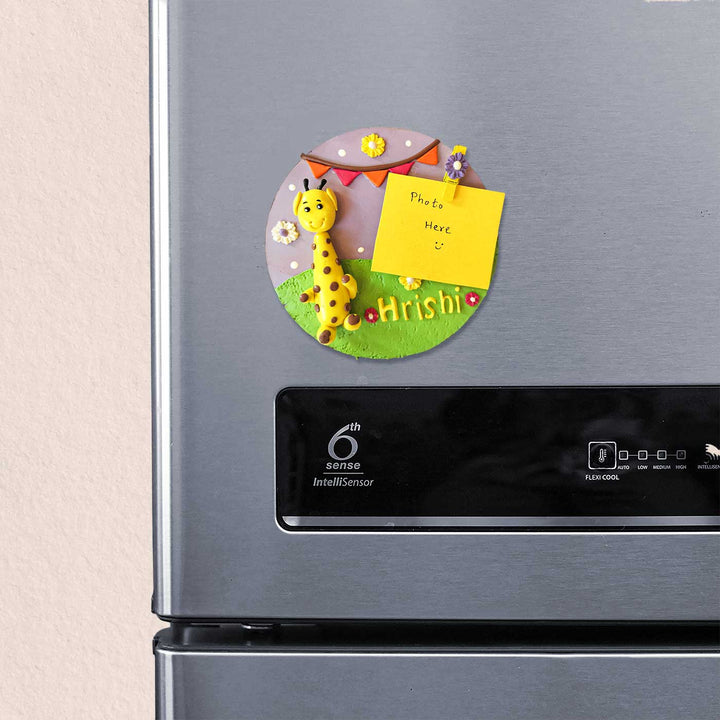 Photo Personalized 3D Giraffe Theme MDF & Cold Porcelain Clay Fridge Magnet