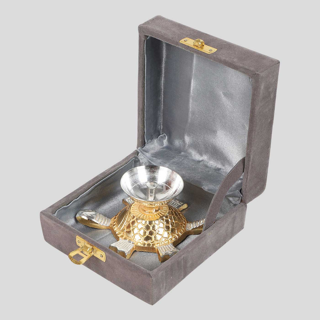 Handmade Gold Tortoise Akhand Oil Lamp / Diya