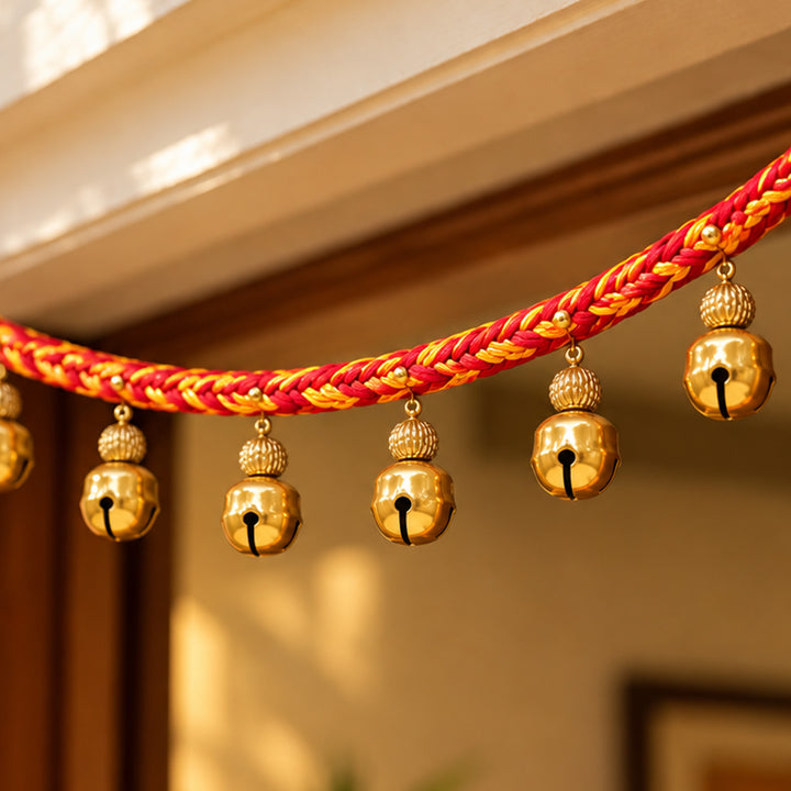 42 In | Handmade Mouli Thread Toran with Big Ghungroo Bells