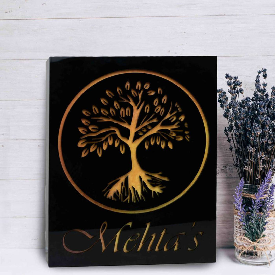 Personalized Tree Theme Vertical Acrylic LED Name Plate