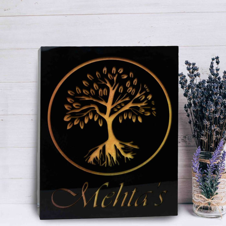 Personalized Tree Theme Vertical Acrylic LED Name Plate
