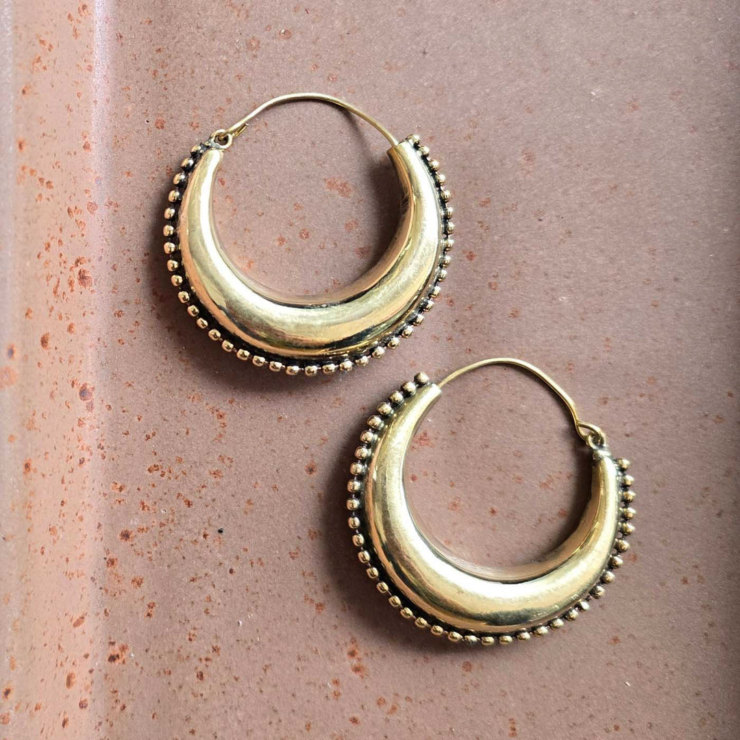 Handmade Grace Hoops Brass Earrings