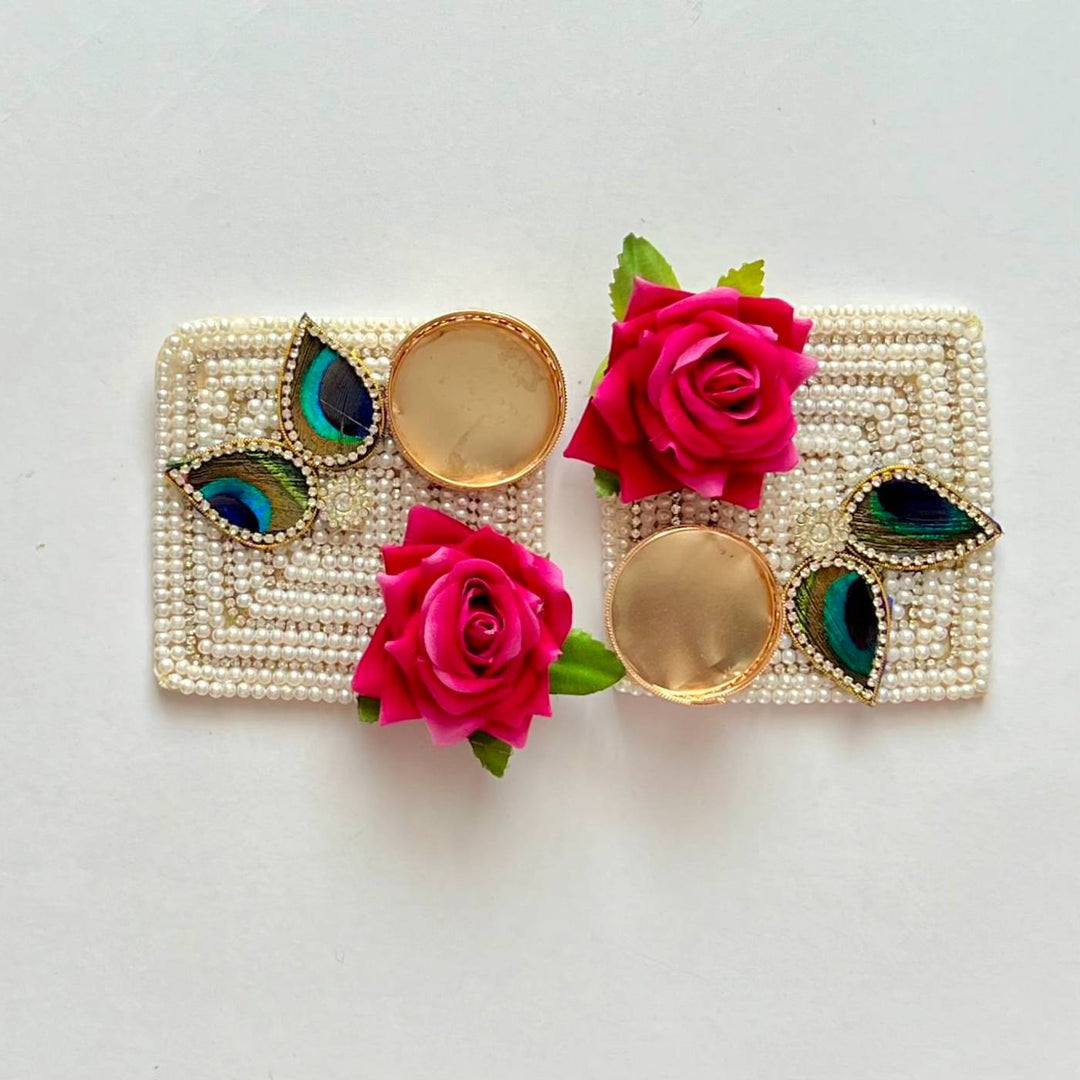 Handmade Beaded Rose Flower Silk Tealight Holder