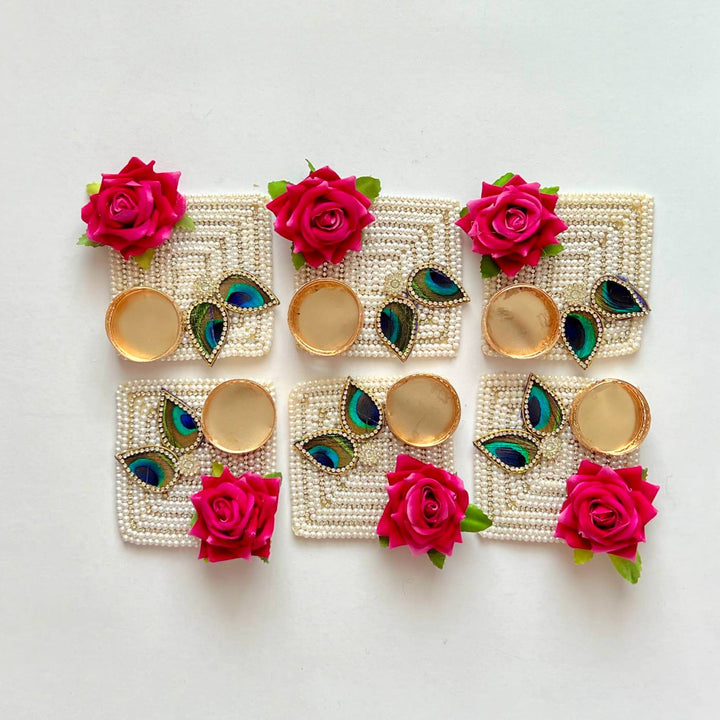 Handmade Beaded Rose Flower Silk Tealight Holder