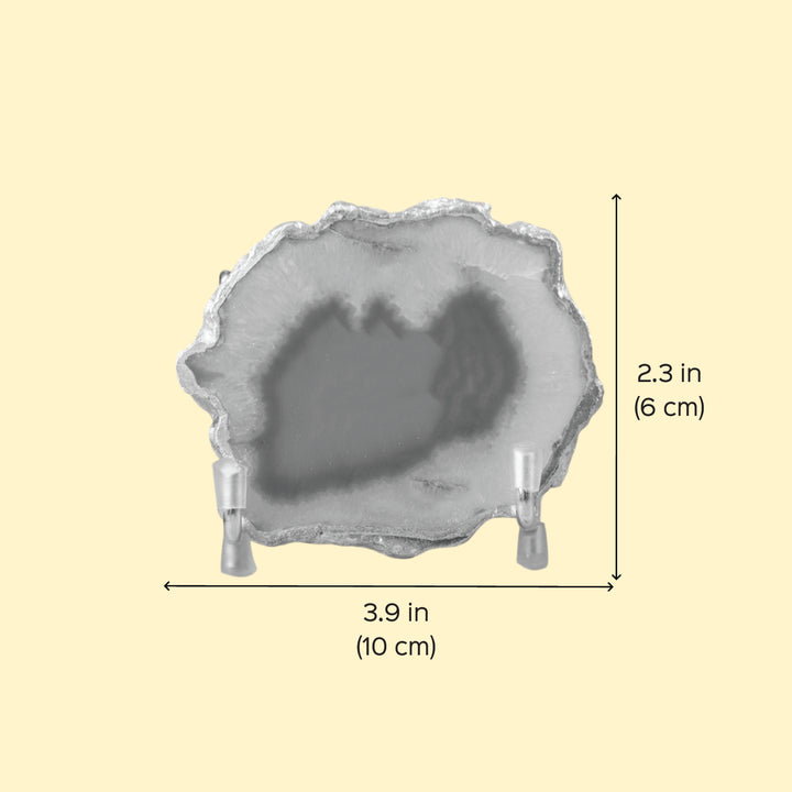 Natural Agate Silver Plated Ganesha Showpiece With Metal Stand
