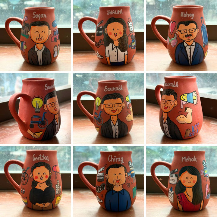 Handpainted Photo Personalized Hobby Theme Clay Mug With Doodles