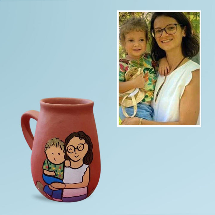 Family Love | Personalised Terracotta Mugs with Photo Based Caricatures