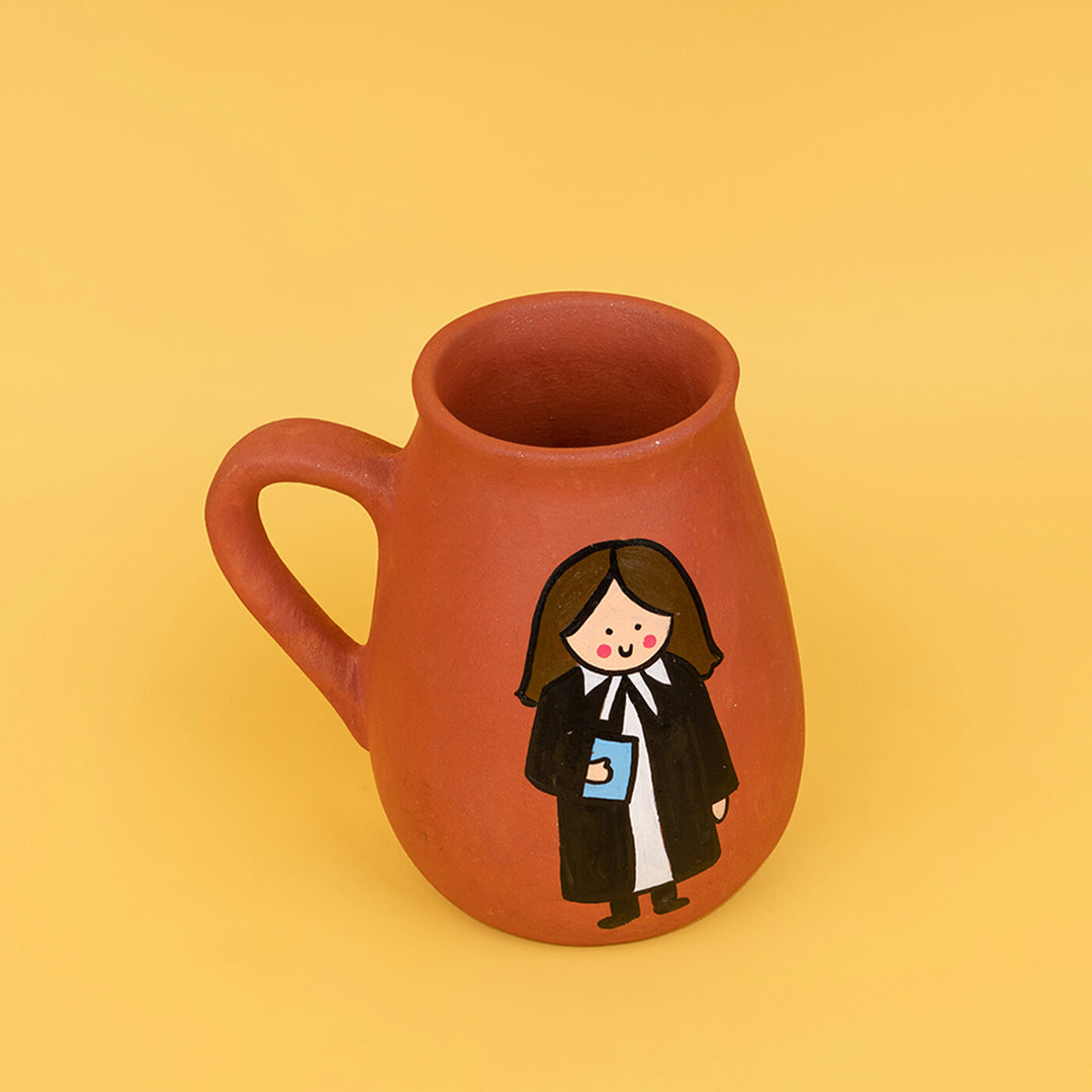 Handpainted Terracotta Mug With Lawyers Avatar Illustrations