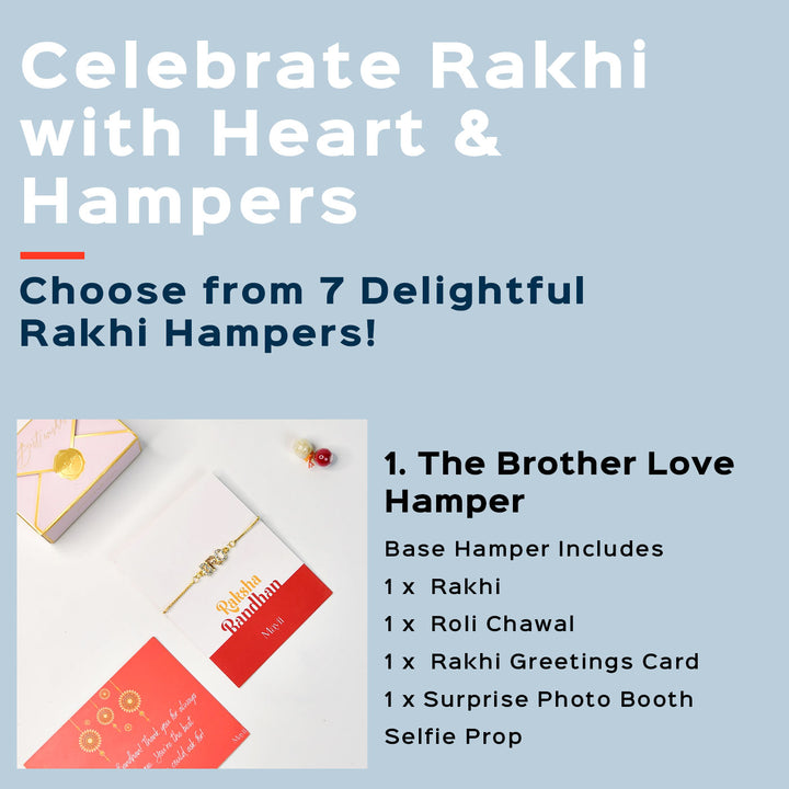 Beaded Bro Pearl And Stone Bracelet Rakhi Hamper With Chocolates And Roli Chawal For Brother Customizable Options Includes Up To 7 Goodies - Rakhi Hamper Description Overview