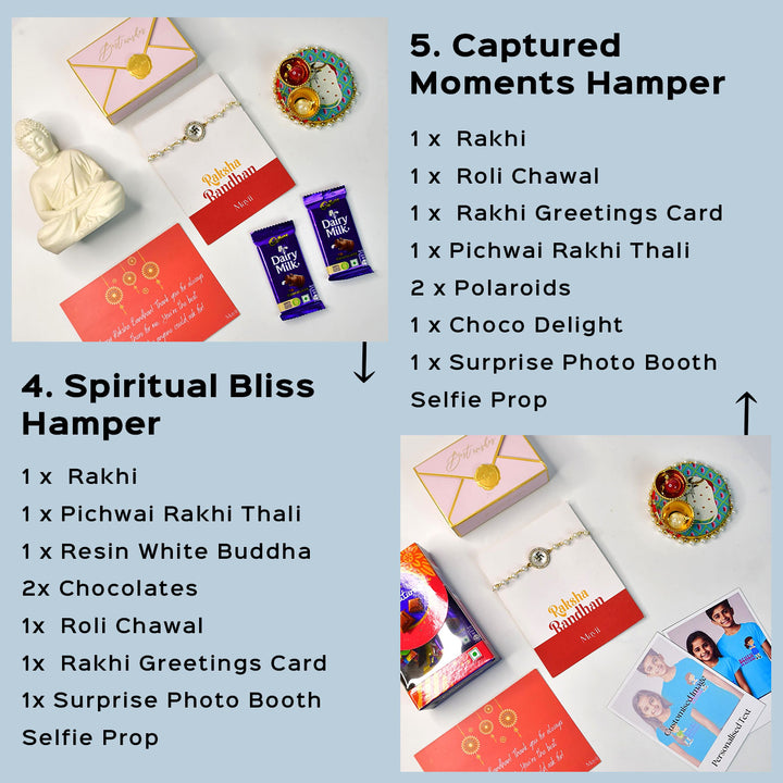 Beaded Swastik Bracelet Rakhi Hamper With Chocolates And Roli Chawal For Brother Customizable Options Includes Up To 7 Goodies - Rakhi hamper with Buddha statue