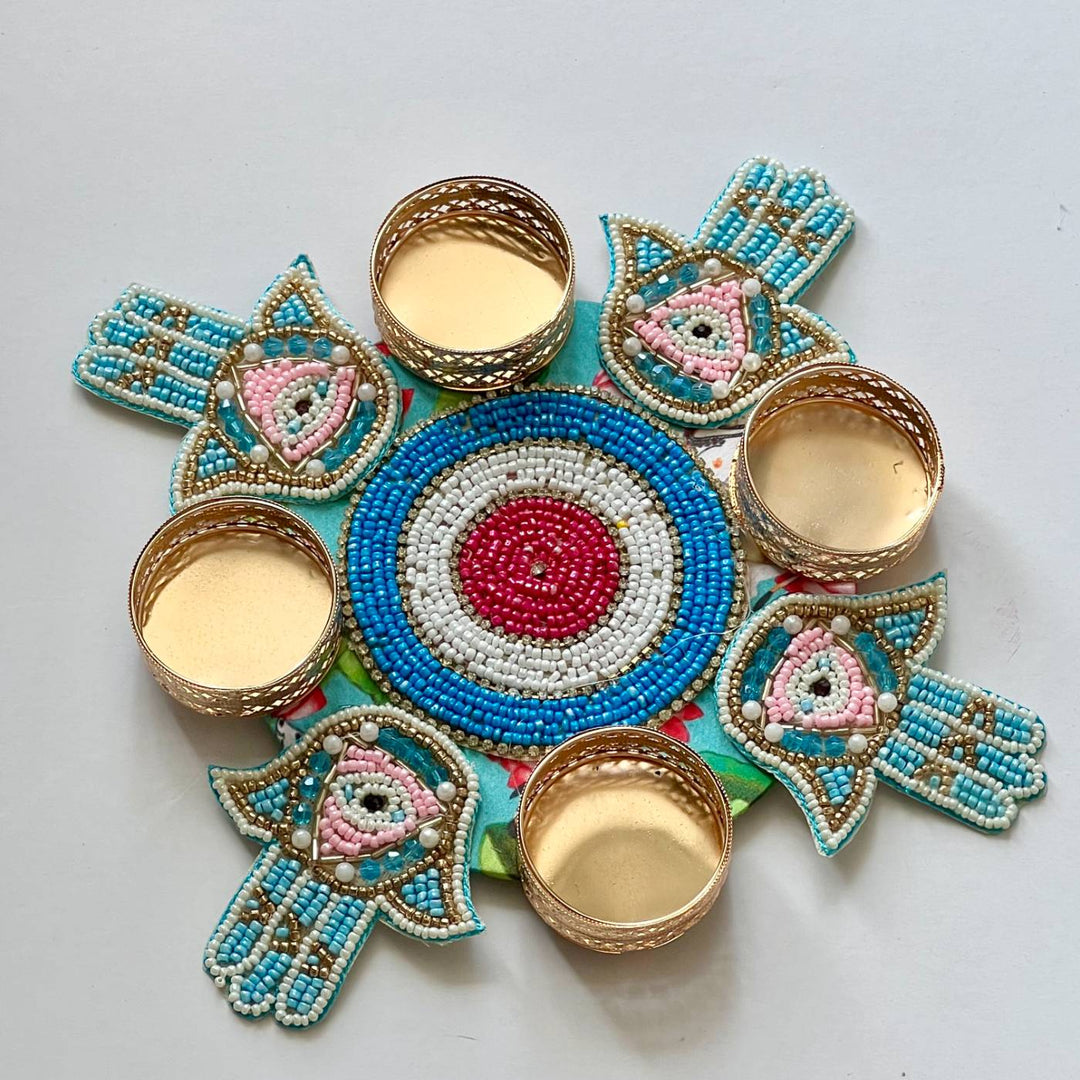 Handmade Beaded Hamsa Hand Rangoli