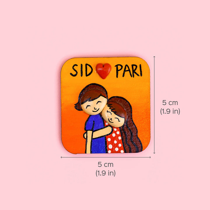 Hand-painted Personalized MDF Magnet For Couple
