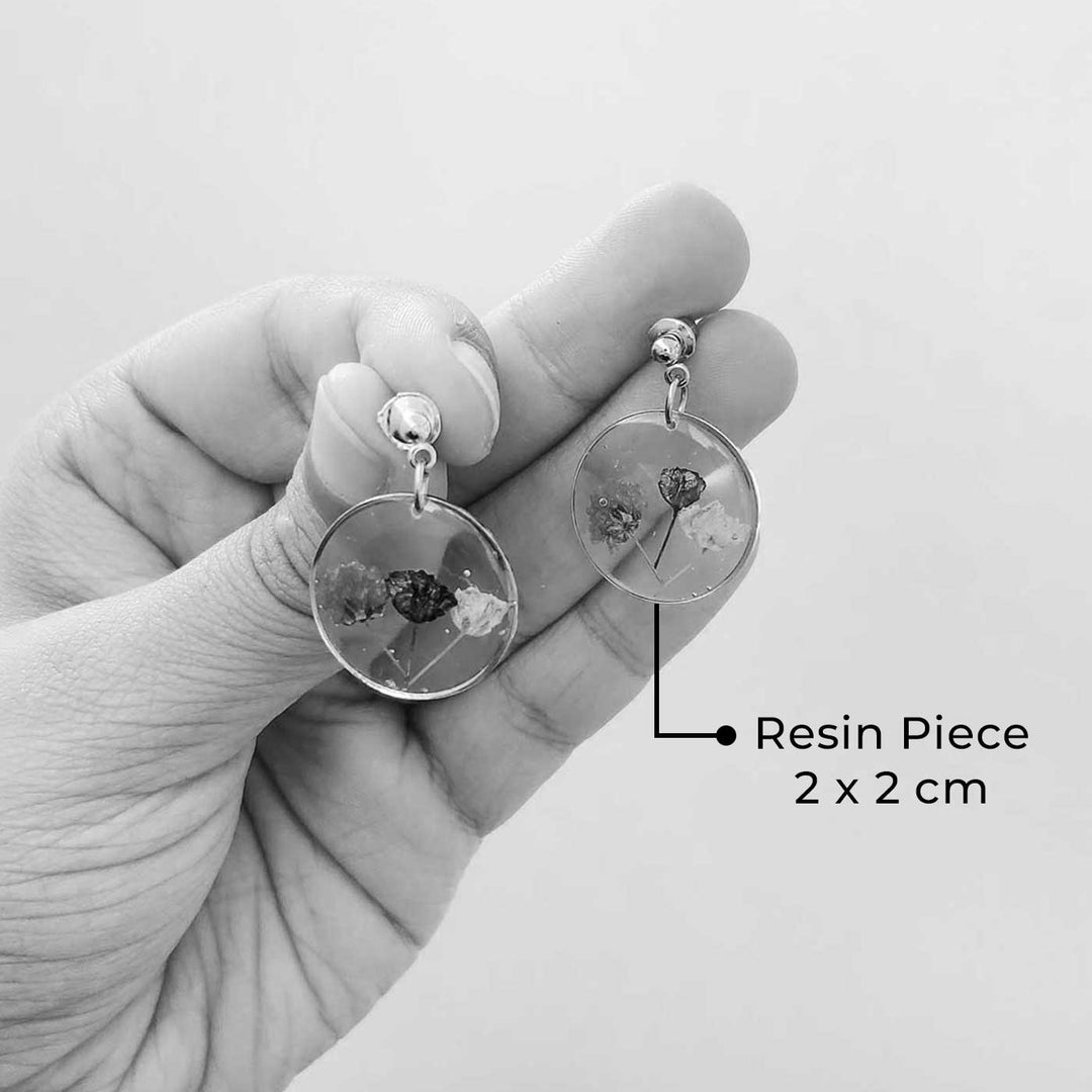Handmade Pressed Flower Art Multicolour Resin Earrings