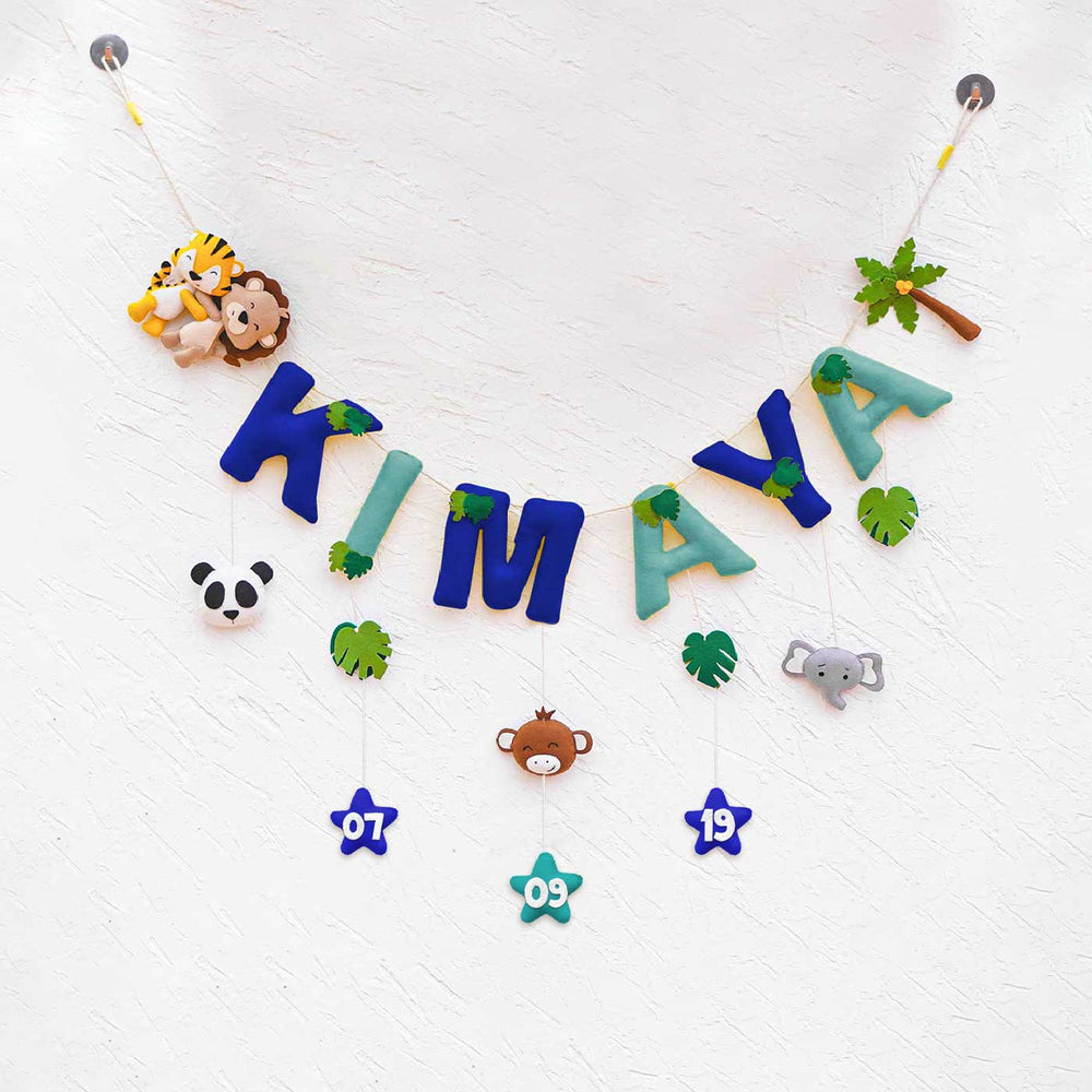 Handcrafted Personalized Themed Bunting For Kids Animal Safari - Hanging Letter Garland Display
