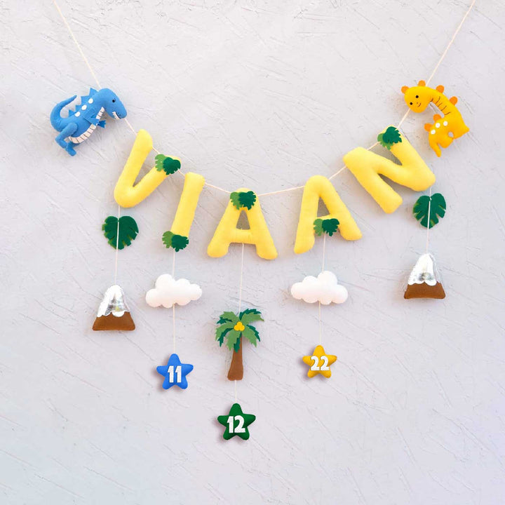 Handcrafted Personalized Themed Bunting For Kids Dinoland - Name Garland Hanging Display