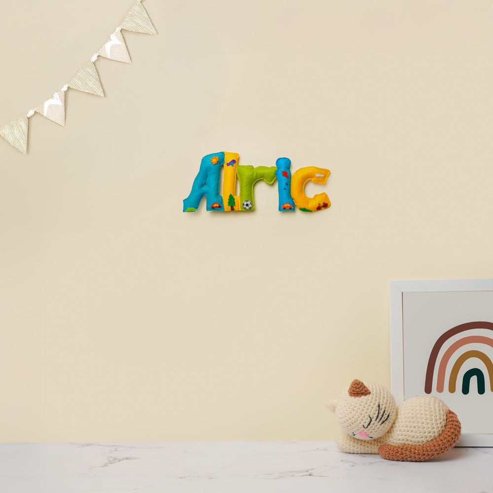 Personalized Vehicles Theme Felt Kids Name Plate - Wall-mounted Name Personalization Example