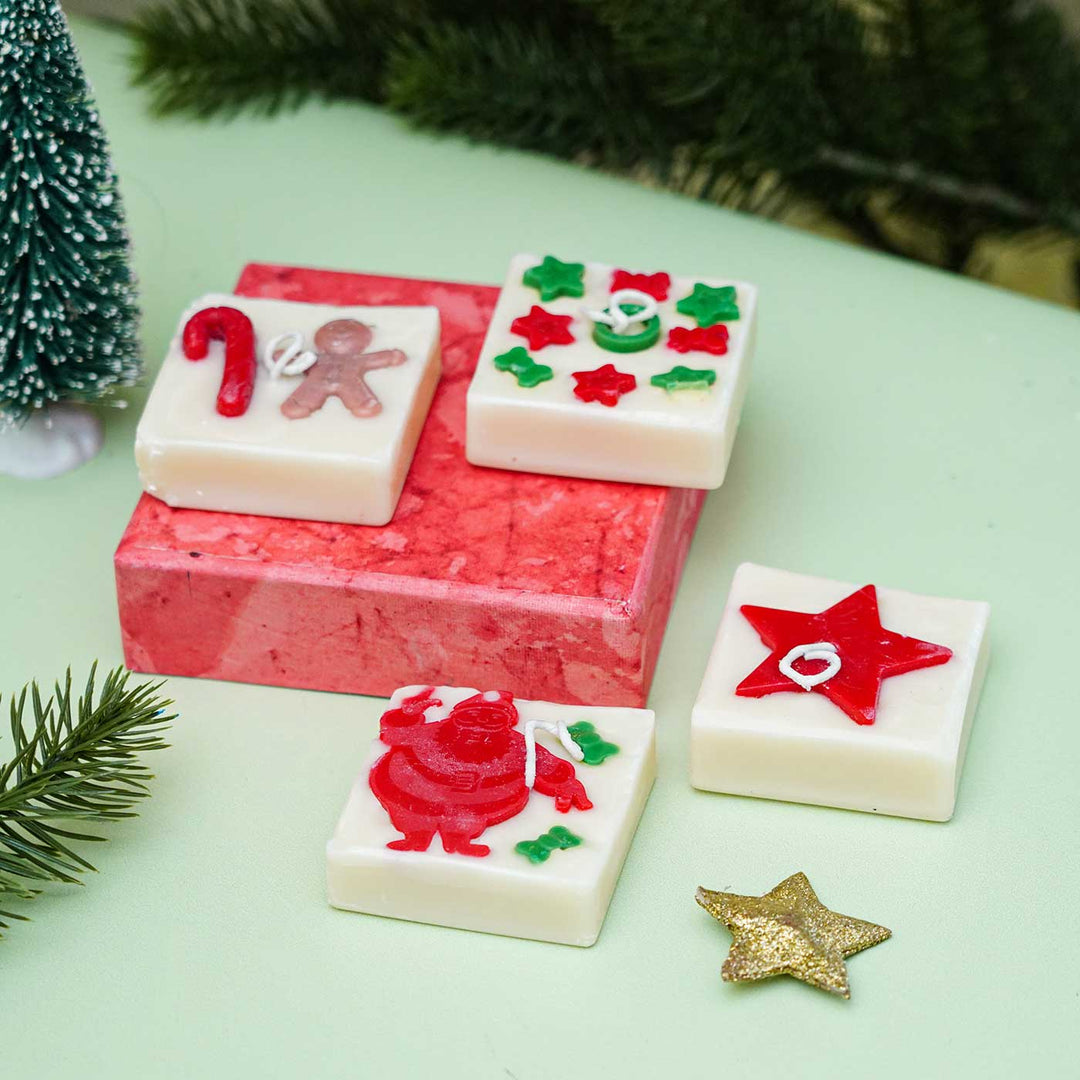 Handmade X-Mas Wax Candle For Christmas Decoration | Set of 4