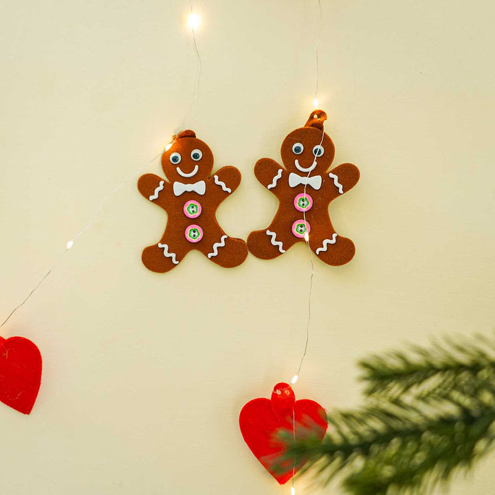 3m, 30 Bulbs | Handmade Cookie Man LED Fairy Lights With Felt Embellishments For Christmas Decoration