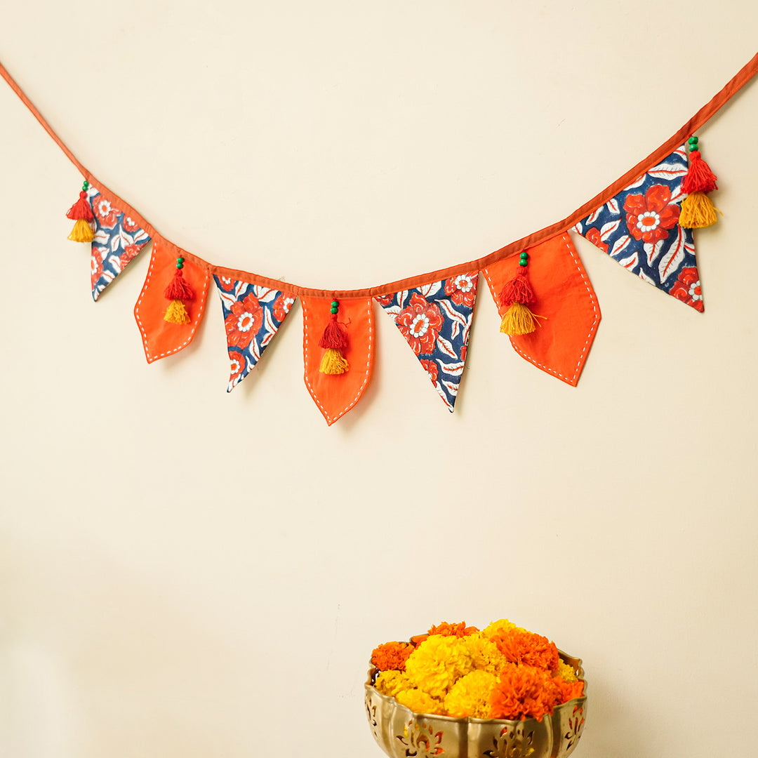 90 In | Handmade Decorative Alpana Floral Fabric Toran