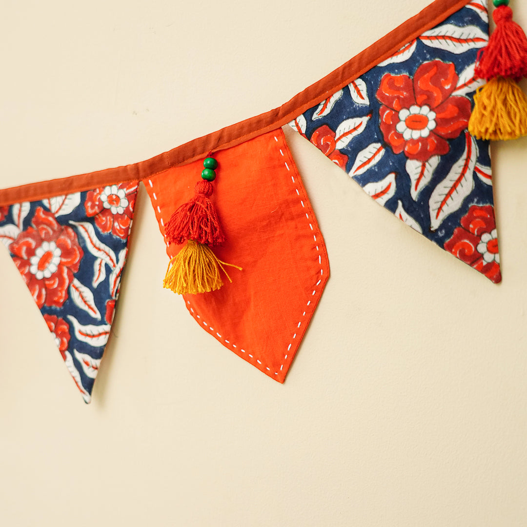90 In | Handmade Decorative Alpana Floral Fabric Toran