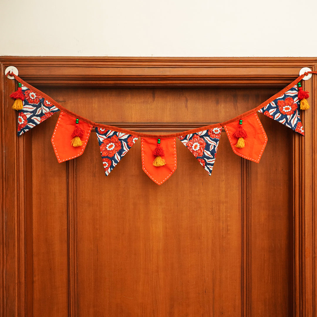 90 In | Handmade Decorative Alpana Floral Fabric Toran