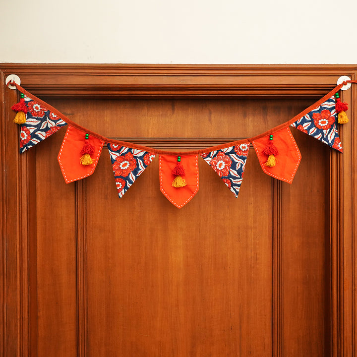 90 In | Handmade Decorative Alpana Floral Fabric Toran