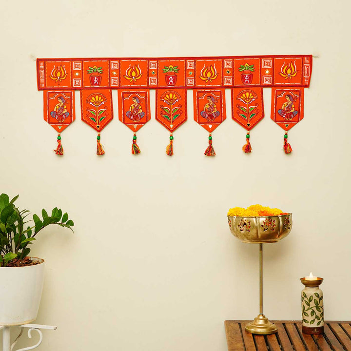 36 In | Handmade Decorative Bengal Pattachitra Orange Toran
