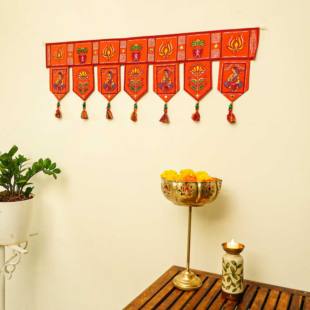 36 In | Handmade Decorative Bengal Pattachitra Orange Toran